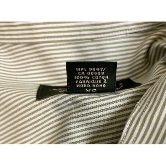 Eddie Bauer Relaxed Fit Men XL Green White Striped Short Sleeve Button Up Shirt - Picture 8 of 9